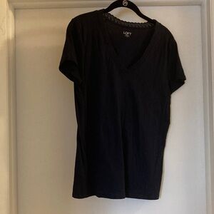 LOFT Navy V-Neck Short Sleeve Top